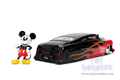 Jada Toys - Hollywood Rides | Disney Mercury with Vintage Mickey Mouse Diecast Figure (1951, 1/24, diecast model car, Black/Red flames) 36272