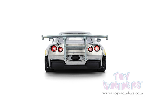 Jada Toys - Hollywood Rides | Nissan Skyline GT-R (R35) Ben Sopra with Mechagodzilla Diecast Figure "Godzilla" (2009, 1/24, diecast model car, Silver) 36285
