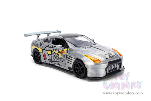 Jada Toys - Hollywood Rides | Nissan Skyline GT-R (R35) Ben Sopra with Mechagodzilla Diecast Figure "Godzilla" (2009, 1/24, diecast model car, Silver) 36285