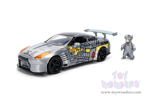 Jada Toys - Hollywood Rides | Nissan Skyline GT-R (R35) Ben Sopra with Mechagodzilla Diecast Figure "Godzilla" (2009, 1/24, diecast model car, Silver) 36285