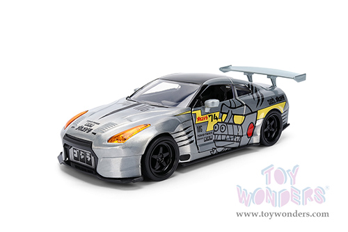Jada Toys - Hollywood Rides | Nissan Skyline GT-R (R35) Ben Sopra with Mechagodzilla Diecast Figure "Godzilla" (2009, 1/24, diecast model car, Silver) 36285
