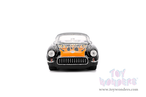Jada Toys Bigtime Muscle - Chevrolet® Corvette® Hardtop (1957, 1/24 scale diecast model car, Black/w Flames) 36300