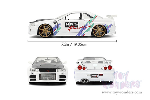 Jada Toys JDM Tuners™ - Nissan Skyline GT-R (R34) "HKS Power" (2002, 1/24, diecast model car, White) 36339