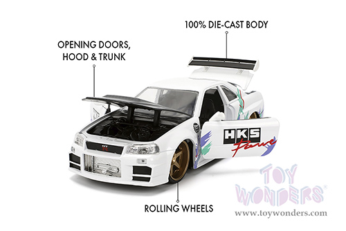 Jada Toys JDM Tuners™ - Nissan Skyline GT-R (R34) "HKS Power" (2002, 1/24, diecast model car, White) 36339