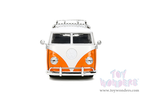 Jada Toys - Hollywood Rides | Disney Stitch Volkswagen Bus with Stitch Diecast Figure (1961, 1/24, diecast model car, Orange/White) 36340