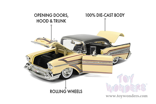 Jada Toys Bigtime Muscle - Chevrolet® Bel Air® Hardtop (1957, 1/24 scale diecast model car, Glossy Beige/Gray) 36345