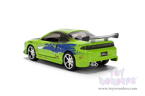 Jada Toys Fast & Furious - Brian's Mitsubishi Eclipse Damaged Version (1/32 scale diecast model car, Glossy Green) 36356