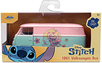 Show product details for Jada Toys - Hollywood Rides | Disney Stitch Volkswagen Bus (1961, 1/32 scale diecast model car, Pastel Pink/Pastel Blue) 36358