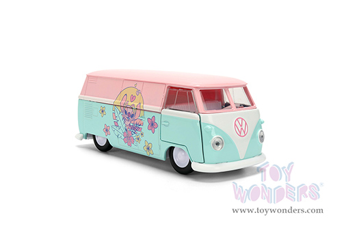 Jada Toys - Hollywood Rides | Disney Stitch Volkswagen Bus (1961, 1/32 scale diecast model car, Pastel Pink/Pastel Blue) 36358