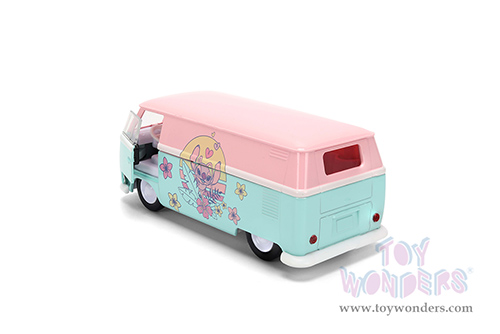 Jada Toys - Hollywood Rides | Disney Stitch Volkswagen Bus (1961, 1/32 scale diecast model car, Pastel Pink/Pastel Blue) 36358