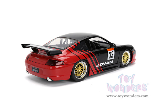Jada Toys Hyper-Spec - Porsche 911 GT3 RS (996) #33 ADVAN (1/24, diecast model car, Black/Red) 36371
