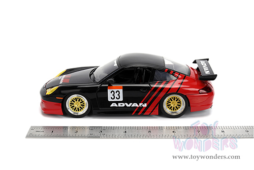 Jada Toys Hyper-Spec - Porsche 911 GT3 RS (996) #33 ADVAN (1/24, diecast model car, Black/Red) 36371