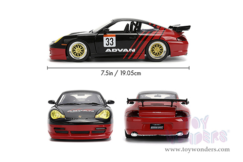 Jada Toys Hyper-Spec - Porsche 911 GT3 RS (996) #33 ADVAN (1/24, diecast model car, Black/Red) 36371