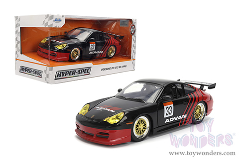 Jada Toys Hyper-Spec - Porsche 911 GT3 RS (996) #33 ADVAN (1/24, diecast model car, Black/Red) 36371