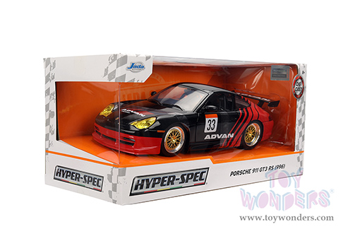Jada Toys Hyper-Spec - Porsche 911 GT3 RS (996) #33 ADVAN (1/24, diecast model car, Black/Red) 36371