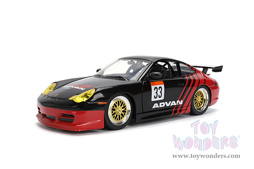Jada Toys Hyper-Spec - Porsche 911 GT3 RS (996) #33 ADVAN (1/24, diecast model car, Black/Red) 36371