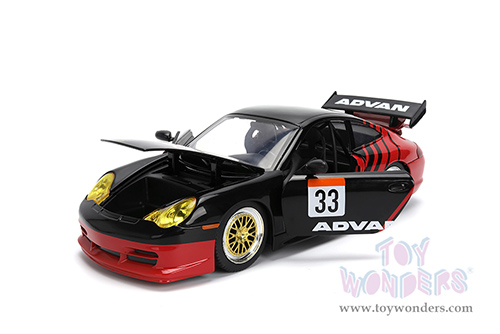 Jada Toys Hyper-Spec - Porsche 911 GT3 RS (996) #33 ADVAN (1/24, diecast model car, Black/Red) 36371