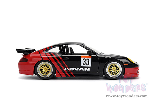 Jada Toys Hyper-Spec - Porsche 911 GT3 RS (996) #33 ADVAN (1/24, diecast model car, Black/Red) 36371