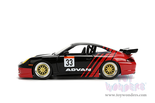 Jada Toys Hyper-Spec - Porsche 911 GT3 RS (996) #33 ADVAN (1/24, diecast model car, Black/Red) 36371