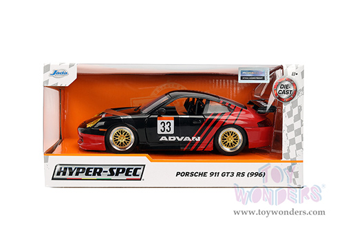 Jada Toys Hyper-Spec - Porsche 911 GT3 RS (996) #33 ADVAN (1/24, diecast model car, Black/Red) 36371