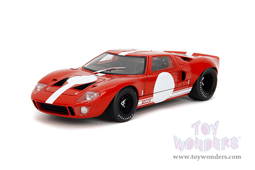 Jada Toys Pink Slips - Ford GT40 MK1 with Display Base (1968, 1/18 scale diecast model car, Red/White) 36381
