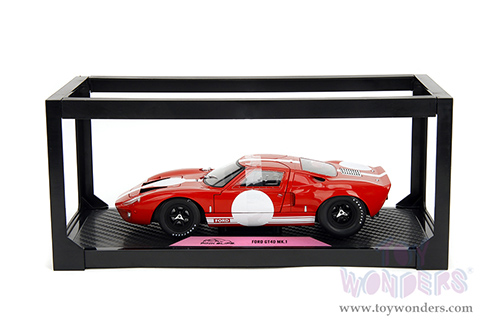 Jada Toys Pink Slips - Ford GT40 MK1 with Display Base (1968, 1/18 scale diecast model car, Red/White) 36381