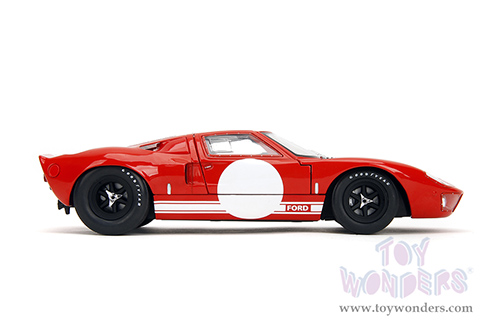 Jada Toys Pink Slips - Ford GT40 MK1 with Display Base (1968, 1/18 scale diecast model car, Red/White) 36381