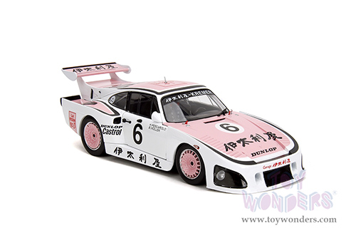 Jada Toys Pink Slips - Porsche 935 K3 #6 Bob Wollek - Henri Pescarolo Winner "Suzuka 1000KM" (1981) with Display Base (1/18 scale diecast model car, Pink/White) 36386