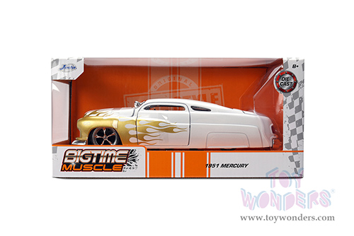 Jada Toy Bigtime Muscle - Mercury Coupe (1951, 1/24, diecast model car, White/Gold Flames) 36452