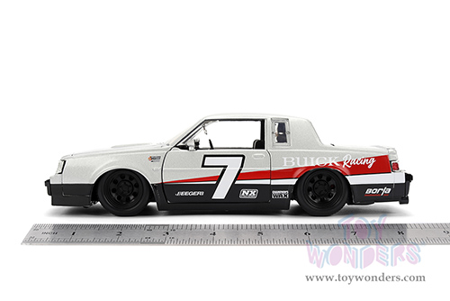 Jada Toys Bigtime Muscle - Buick® Grand National™ #7 "Buick Racing" (1987, 1/24 scale diecast model car, Silver/Black & Red stripes) 36460
