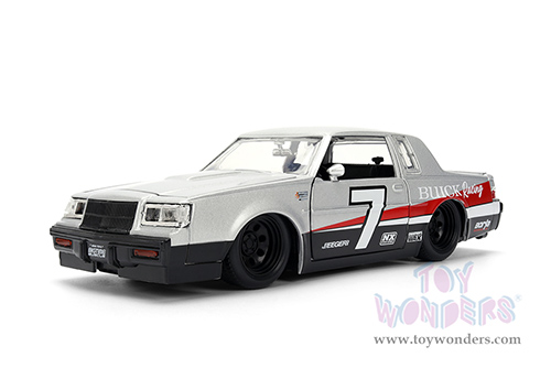 Jada Toys Bigtime Muscle - Buick® Grand National™ #7 "Buick Racing" (1987, 1/24 scale diecast model car, Silver/Black & Red stripes) 36460