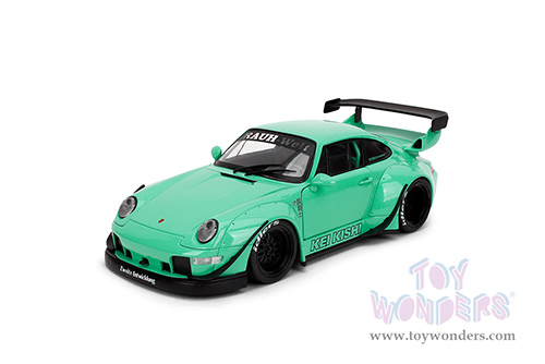 Jada Toys Pink Slips - Porsche RWB Body Kit Kei Kishi with Display Base (1/18 scale diecast model car, Glossy Teal) 36463