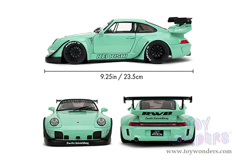 Jada Toys Pink Slips - Porsche RWB Body Kit Kei Kishi with Display Base (1/18 scale diecast model car, Glossy Teal) 36463