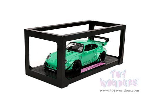 Jada Toys Pink Slips - Porsche RWB Body Kit Kei Kishi with Display Base (1/18 scale diecast model car, Glossy Teal) 36463