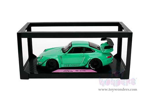 Jada Toys Pink Slips - Porsche RWB Body Kit Kei Kishi with Display Base (1/18 scale diecast model car, Glossy Teal) 36463