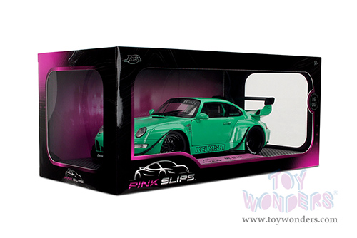 Jada Toys Pink Slips - Porsche RWB Body Kit Kei Kishi with Display Base (1/18 scale diecast model car, Glossy Teal) 36463