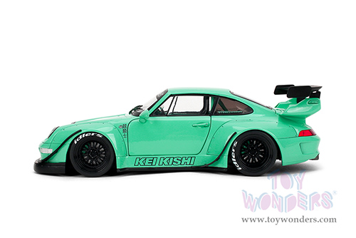 Jada Toys Pink Slips - Porsche RWB Body Kit Kei Kishi with Display Base (1/18 scale diecast model car, Glossy Teal) 36463