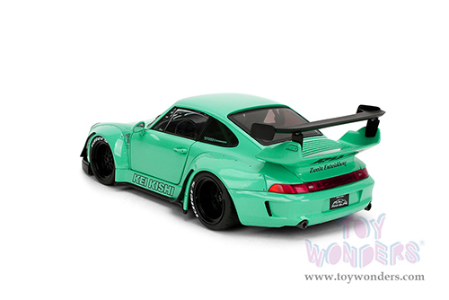 Jada Toys Pink Slips - Porsche RWB Body Kit Kei Kishi with Display Base (1/18 scale diecast model car, Glossy Teal) 36463