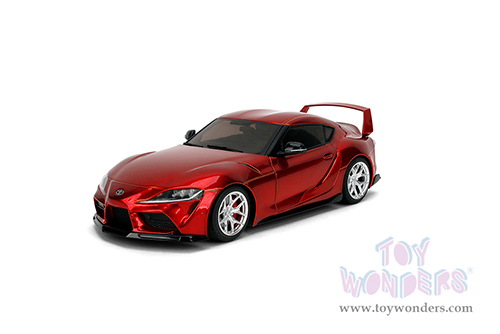 Jada Toys Pink Slips - Toyota GR Supra with Display Base (1/18 scale diecast model car, Candy Red) 36468