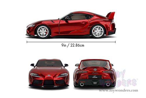 Jada Toys Pink Slips - Toyota GR Supra with Display Base (1/18 scale diecast model car, Candy Red) 36468