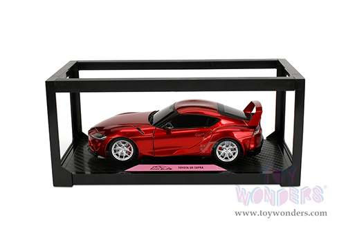 Jada Toys Pink Slips - Toyota GR Supra with Display Base (1/18 scale diecast model car, Candy Red) 36468