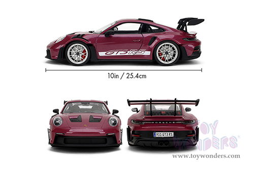 Jada Toys Pink Slips - Porsche 911 GT3 RS with Display Base (1/18 scale diecast model car, Cabernet) 36469