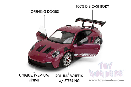 Jada Toys Pink Slips - Porsche 911 GT3 RS with Display Base (1/18 scale diecast model car, Cabernet) 36469