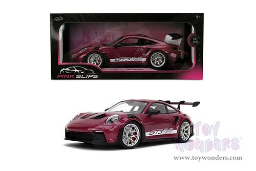 Jada Toys Pink Slips - Porsche 911 GT3 RS with Display Base (1/18 scale diecast model car, Cabernet) 36469