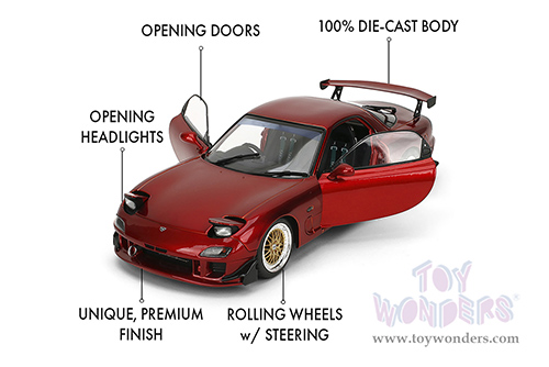Jada Toys Pink Slips - Mazda RX7 Type RS (FD3S) with Display Base (1/18 scale diecast model car, Candy Red) 36471