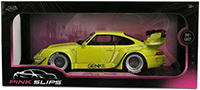 Show product details for Jada Toys Pink Slips - Porsche RWB Body Kit Genki with Display Base (1/18 scale diecast model car, Lime Green) 36472