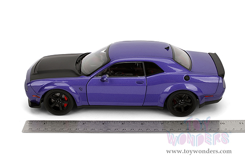Jada Toys Pink Slips - Dodge Challenger SRT Demon with Display Base (1/18 scale diecast model car, Purple/Black) 36473