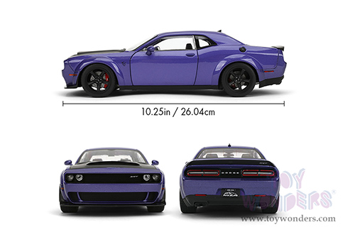 Jada Toys Pink Slips - Dodge Challenger SRT Demon with Display Base (1/18 scale diecast model car, Purple/Black) 36473