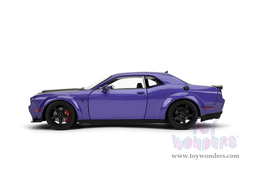 Jada Toys Pink Slips - Dodge Challenger SRT Demon with Display Base (1/18 scale diecast model car, Purple/Black) 36473