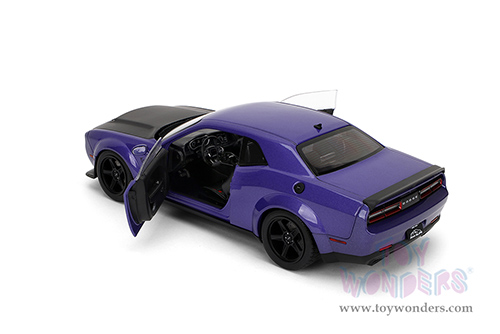 Jada Toys Pink Slips - Dodge Challenger SRT Demon with Display Base (1/18 scale diecast model car, Purple/Black) 36473